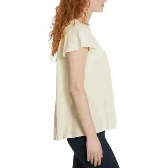 Ella Moss Women's Ivory Cotton/Modal Knit Ruffle Sleeve Top NEW - Picture 2 of 15